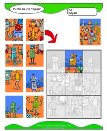 Puzzle Kes Yapıştır Çalışma Sayfaları